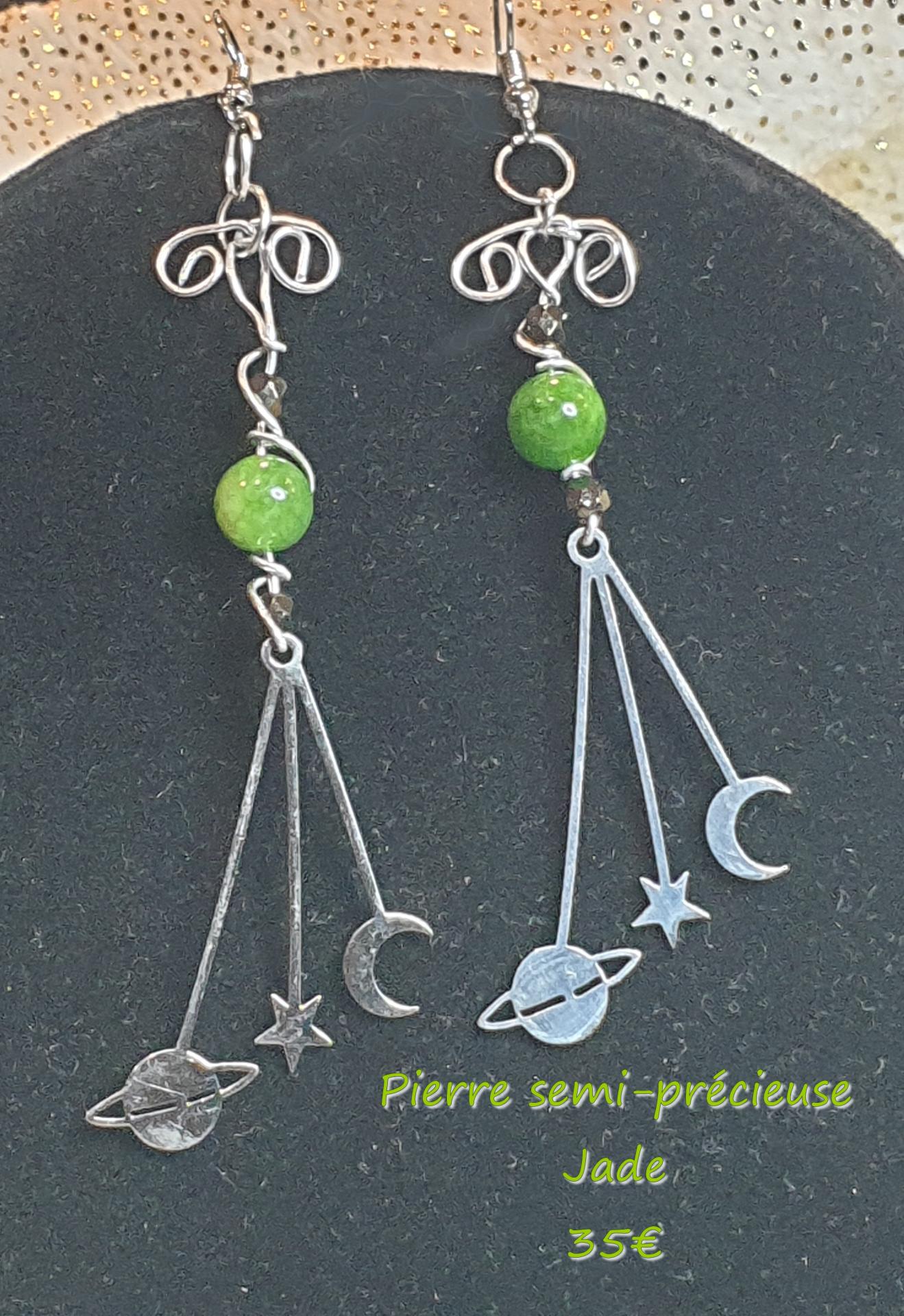 Boucle d oreilles univers pierre semi precieuse jade 35 euros 2