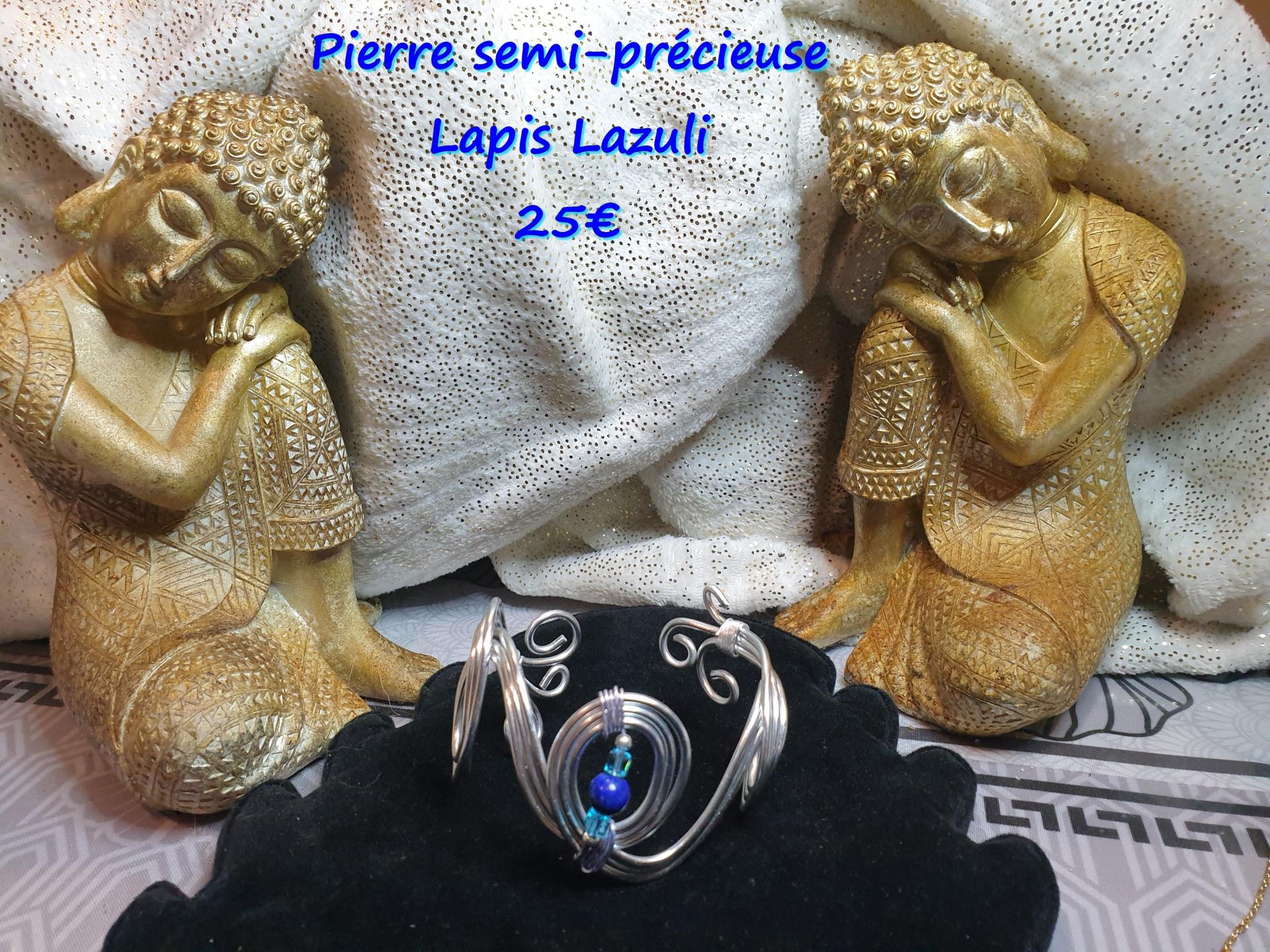 Bracelet fil aluminium pierre semi precieuse lapis lazuli 25 euros 1