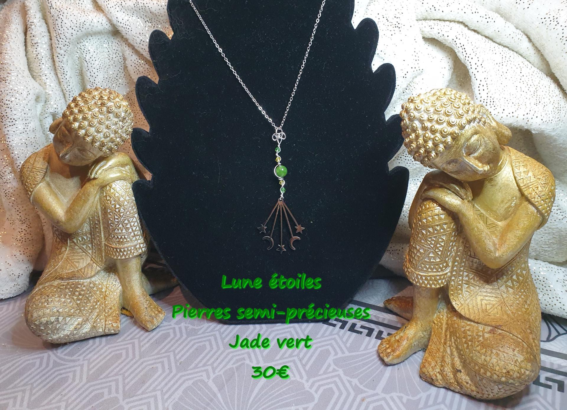 Collier lune etoiles pierre semi precieuse jade vert 30 euros 1